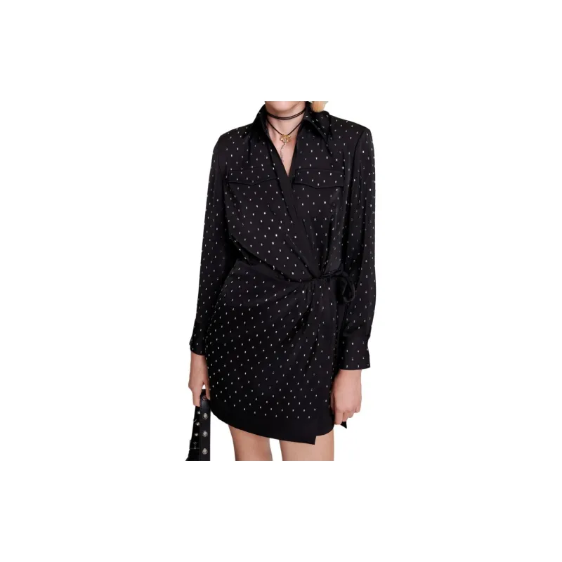 Maje Crystal-embellished Satin Minidress-1