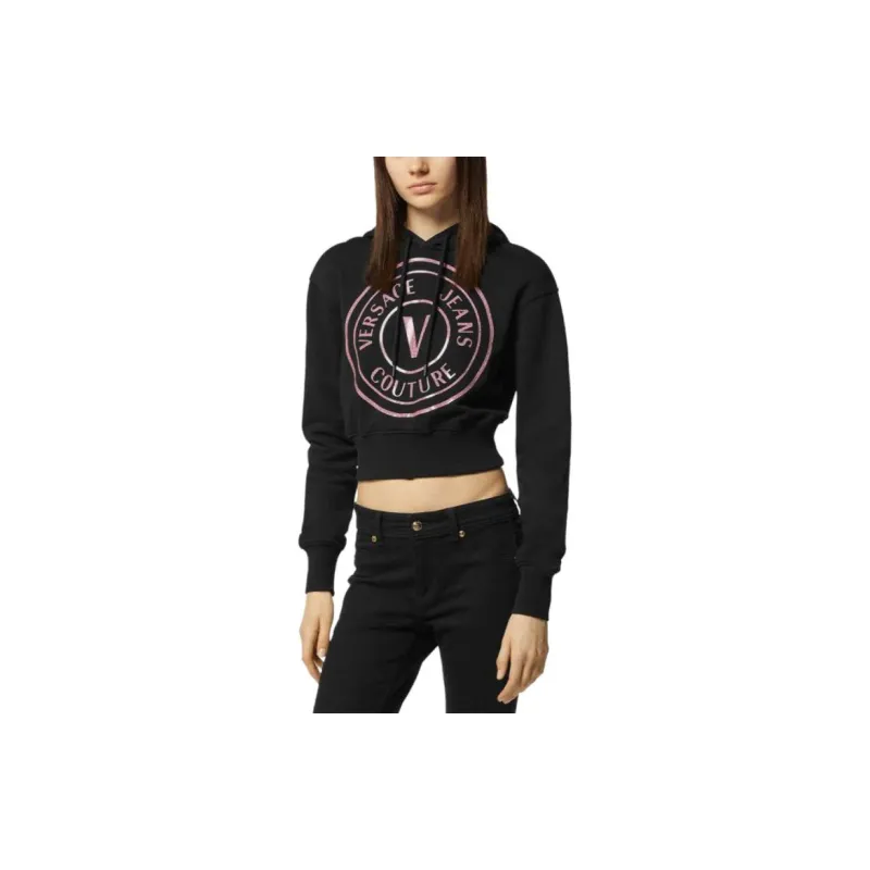 VERSACE JEANS COUTURE Logo print Cropped Hoodie-3
