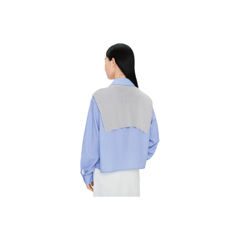 TKY SHOP Shirt Women's Blue Stripes Pattern-4