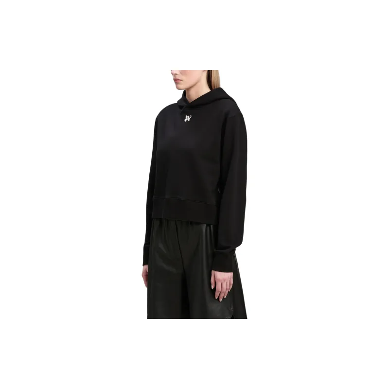 PALM ANGELS Wings Pencil Fitted Hoodie 'Black/White'-3