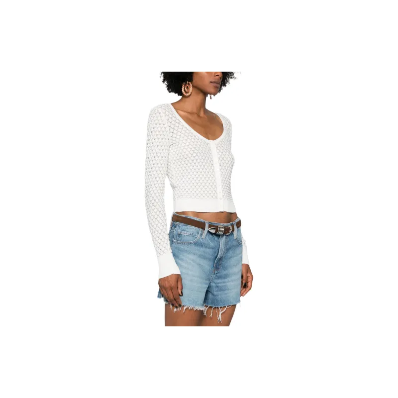 Chloé Scoop neck Pointelle knit Cardigan-3