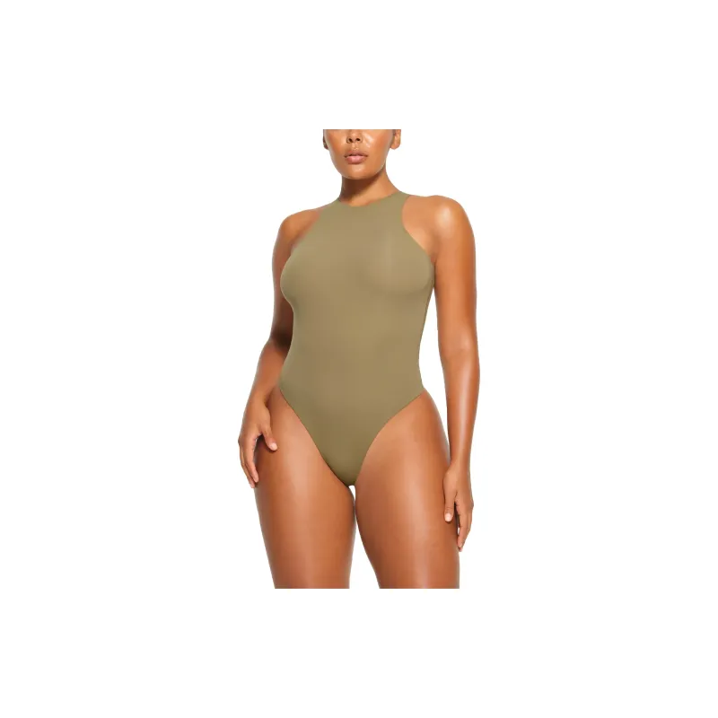 SKIMS FITS EVERYBODY HIGH NECK BODYSUIT Bodysuits Women's KHAKI/Khaki-1