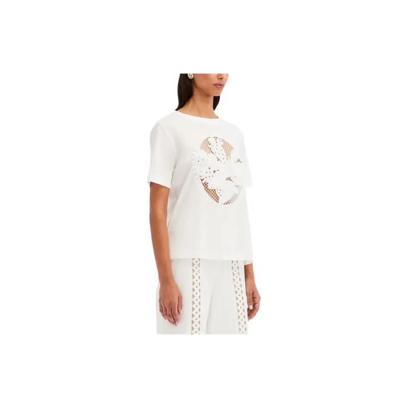 Oscar De La Renta Cactus Eyelet Guipure Cotton T-shirt-4