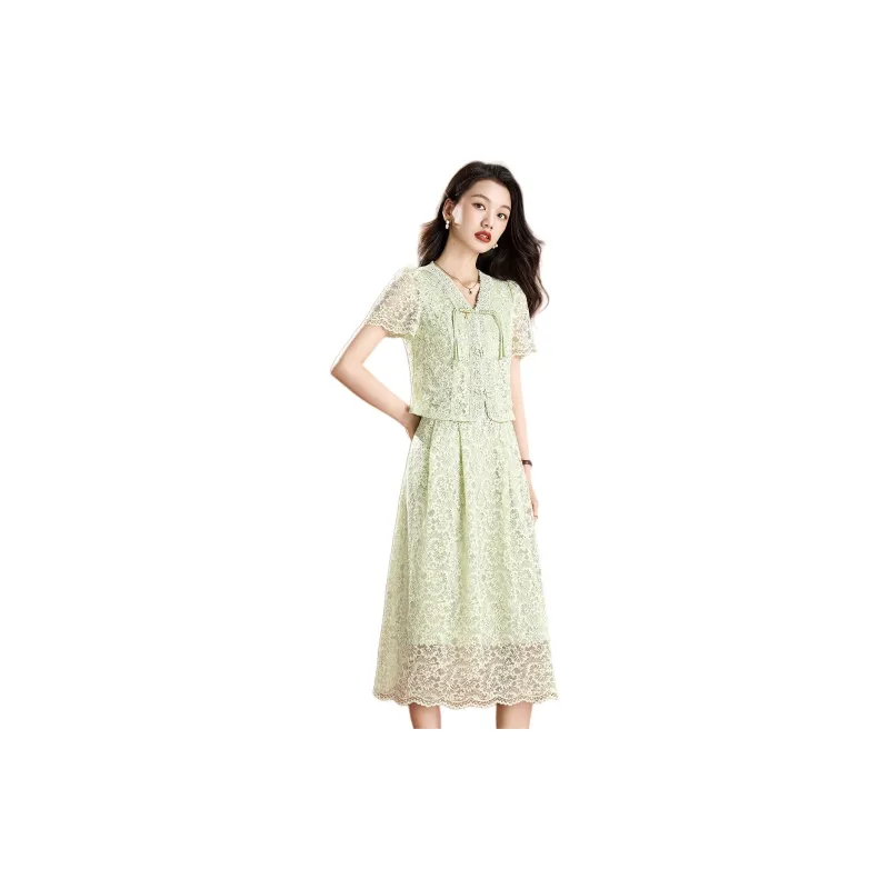 Mylan Two Piece Skirt Sets Women's Green-2