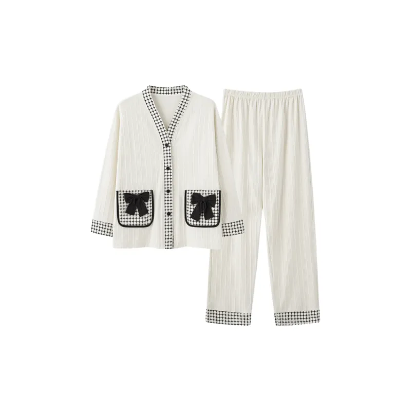 Lan Miao Pajama Set Women's Black White-0