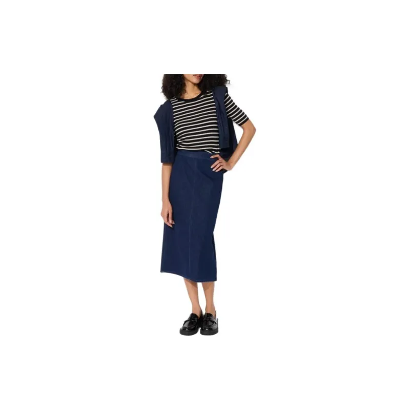 UNIQLO Denim Long Skirts Women's Navy Blue-2