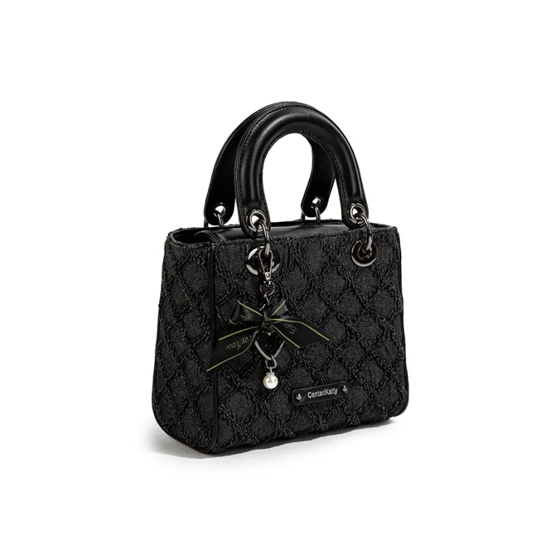 CentarlKatty PU Polyurethane Handbag Regular Women's Denim Black-2