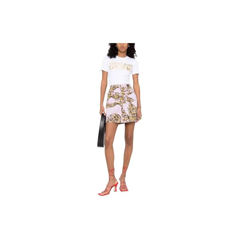VERSACE JEANS COUTURE Denim Short Skirts Women's Purple-1
