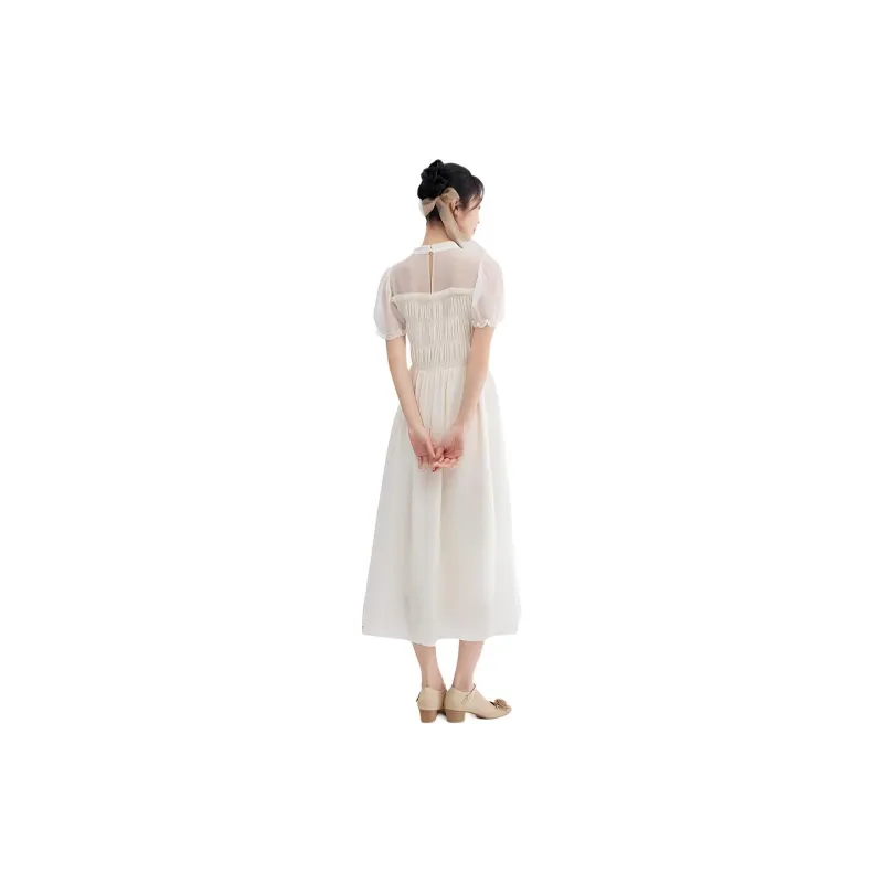 ZIHAN Short-Sleeved Dresses Women's White Ginger-3