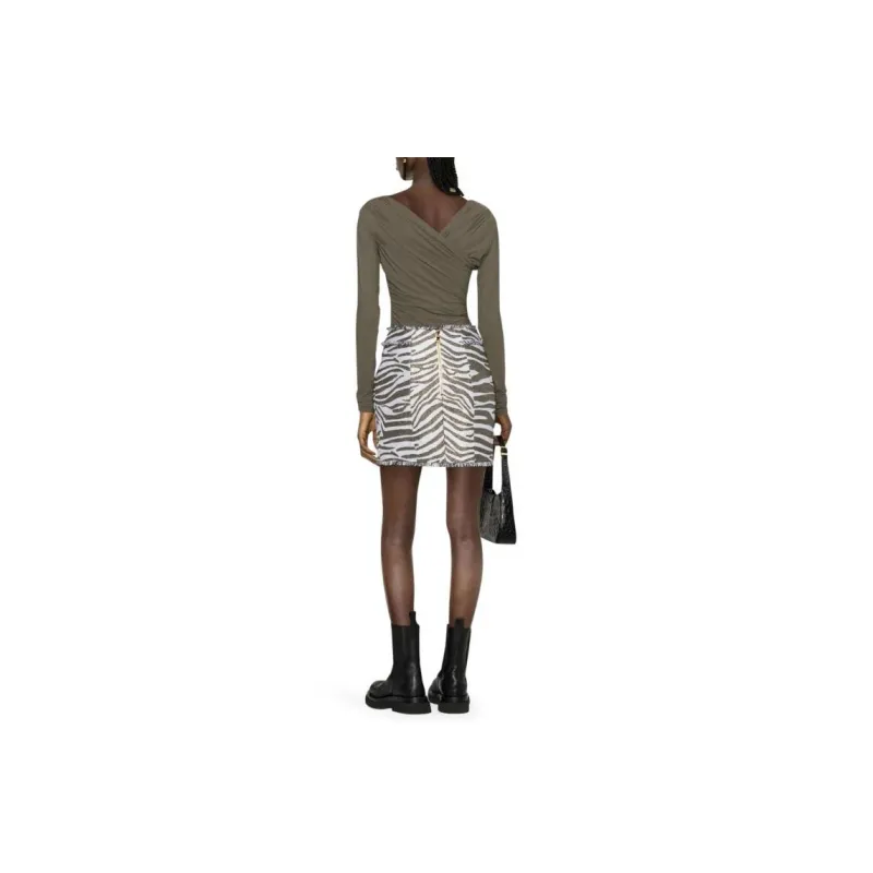BALMAIN Zebra Printed Buttoned Skirt-3