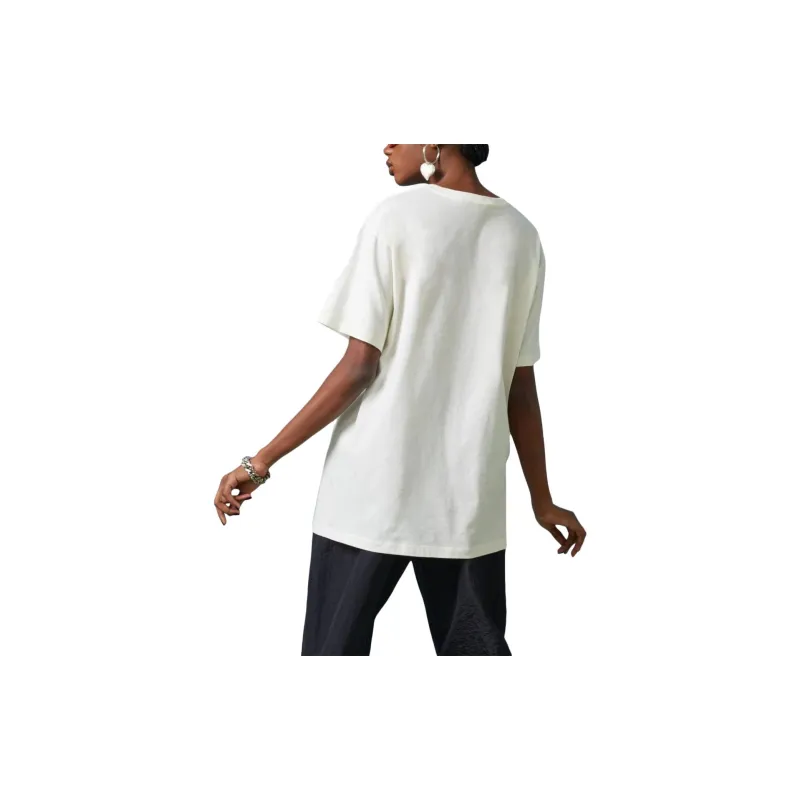 GUCCI Drop Shoulder Sleeve T Shirt Women's White-3