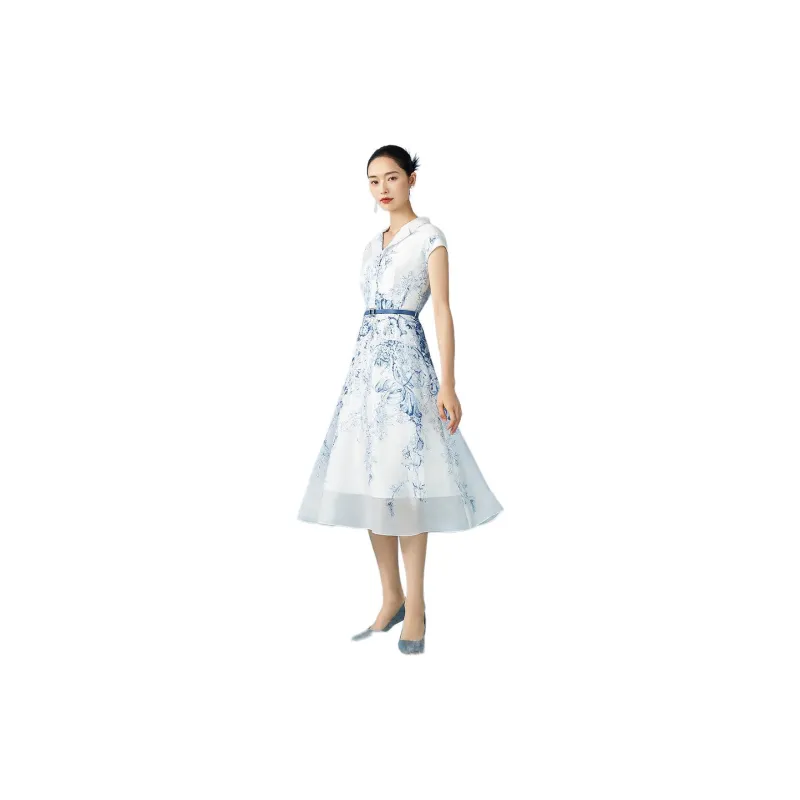 BBLLUUEE Short Sleeved Dress Women's Glaze Blue-1