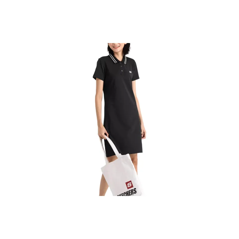 Skechers Short Sleeved Dress Women's Carbon Black-2