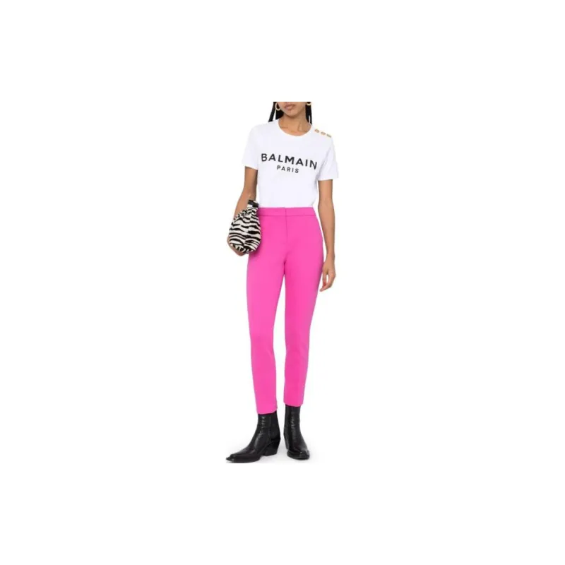 BALMAIN Logo Printed Crewneck T Shirt-1