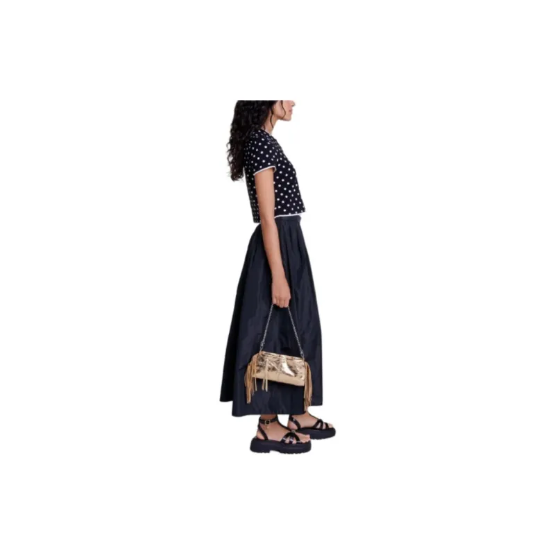 Maje Contrast waistband Midi Skirt-3
