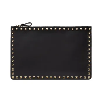 Valentino Calfskin Coin Purse, Clutch Regular Men's Black