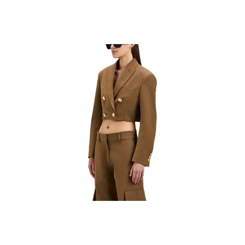 PALM ANGELS Raw Cut Hem Cropped Jacket-4