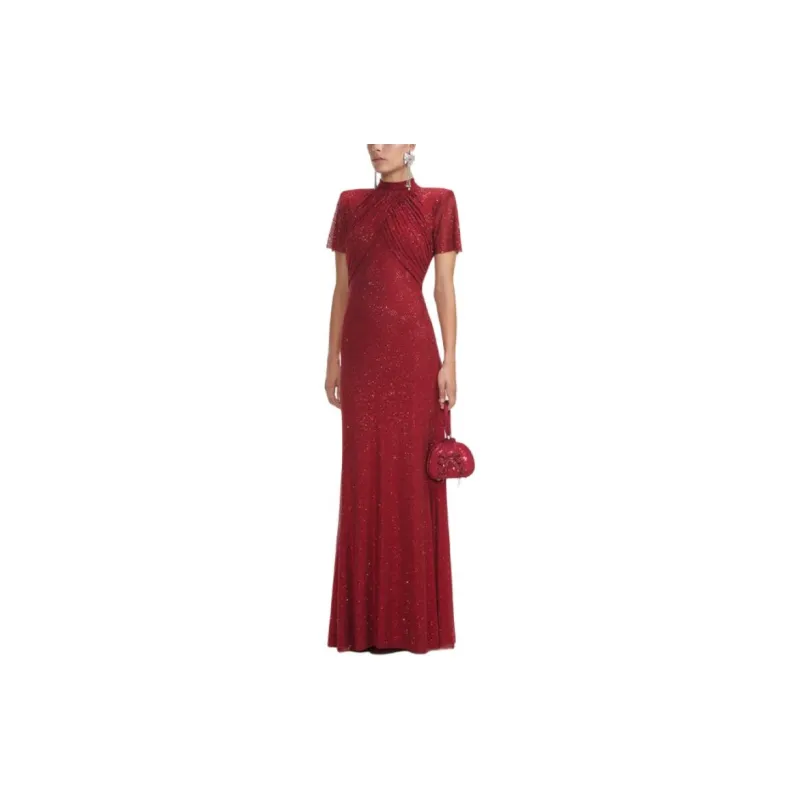 Self-portrait Rhinestone Mesh Midi Dress-3