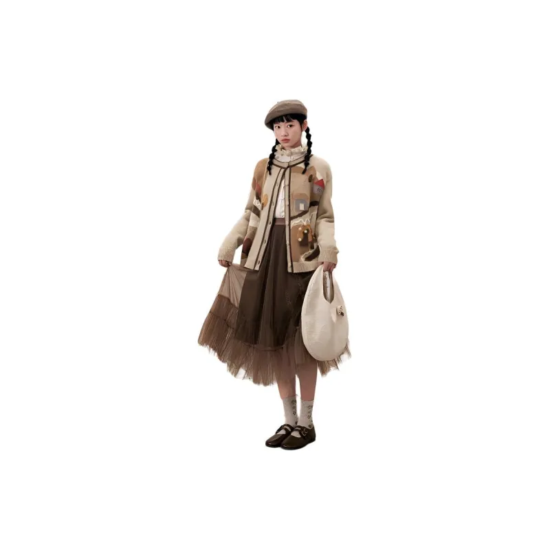ZIHAN Sweater Women's Pinecone Coffee-1