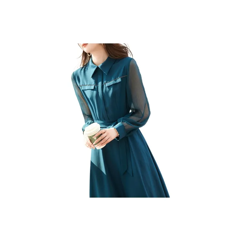Dme Long Sleeved Dresses Women's Diamond Blue-4