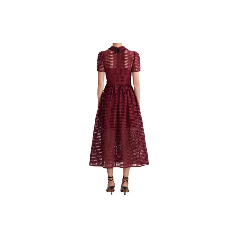 Self portrait Short Sleeved Dresses Women's Dark Burgundy-2