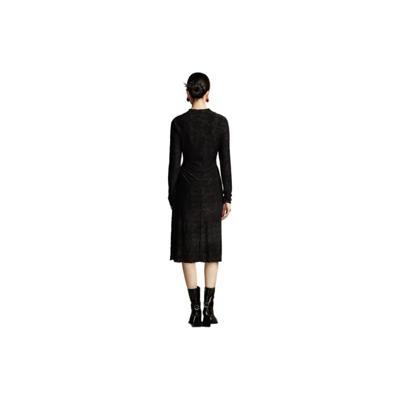 BBLLUUEE Long Sleeved Dress Women's Ink Black-0