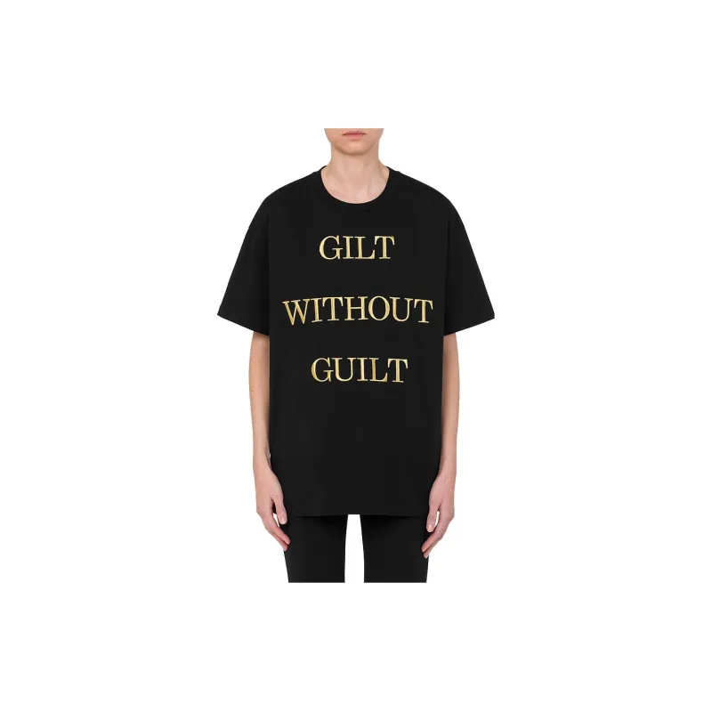 MOSCHINO Gilt Without Guilt Embroidered Crewneck T-Shirt-1