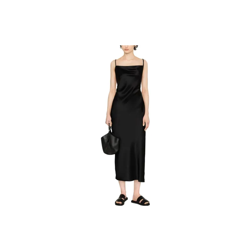 NANUSHKA Fiore Square Neck Satin Midi Dress-1