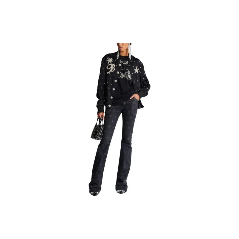 BALMAIN Star Paisley Print Denim Jeans-2