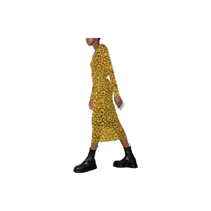 GANNI Long-Sleeved Dresses Women's Lemon-3