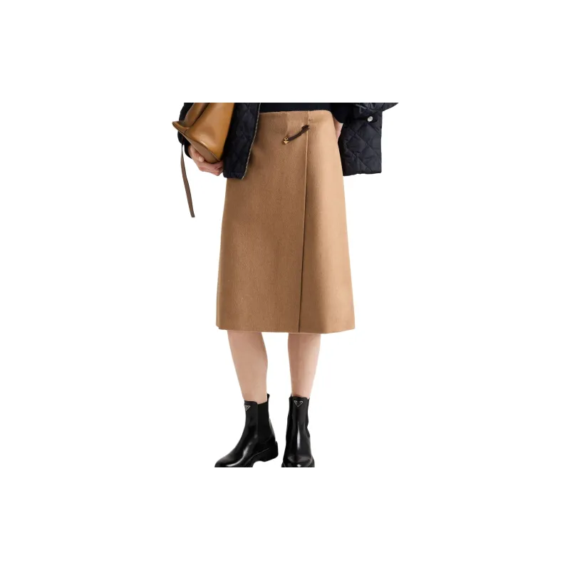 PRADA FW24 Casual Long Skirts Women's Camel-3