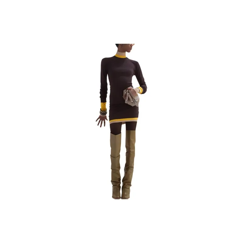 FENDI Logo Embroidered High Neck Knitted Dress-2