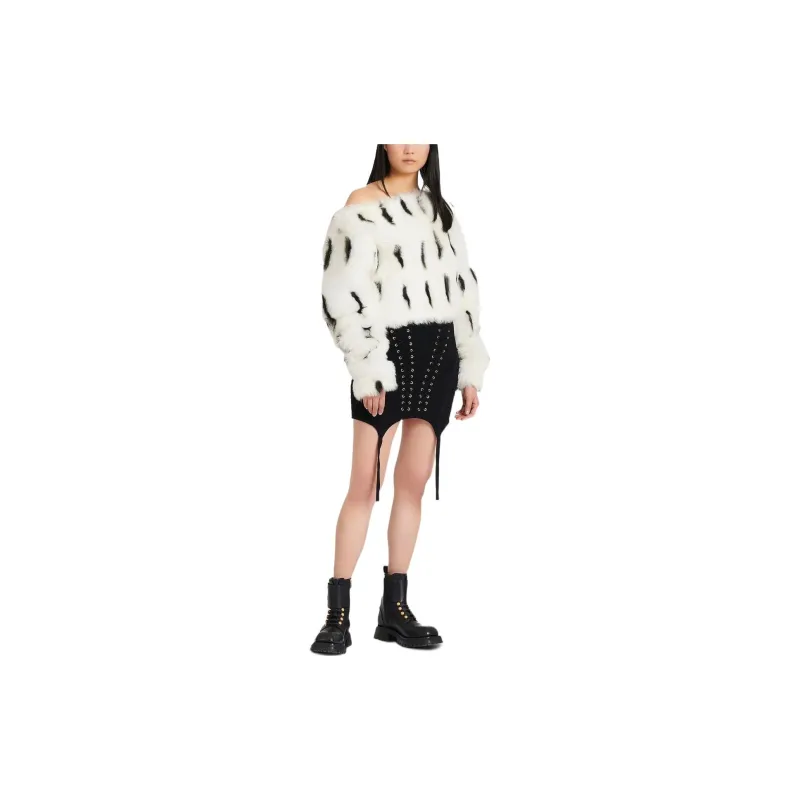 BALMAIN Garter Detailed Short Knit Skirt-1