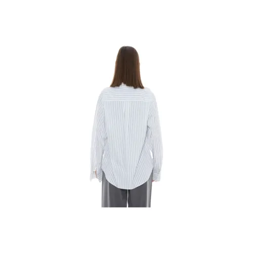 TAXIPHONE Shirt Women's White Black Stripes Pattern
