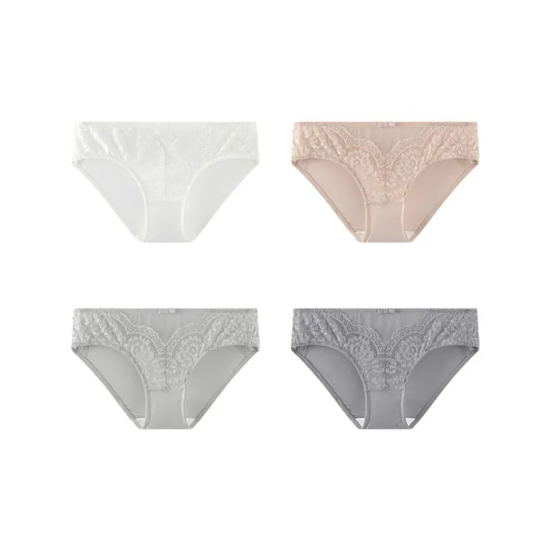 YOUNGYELL 5A Antibacterial 100% Cotton Crotch Low Rise Women's Underpants Women's 4 Pack-2