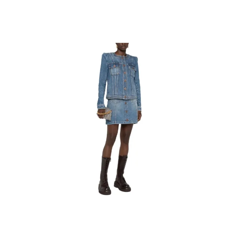 BALMAIN Denim Jackets Women's Blue-1