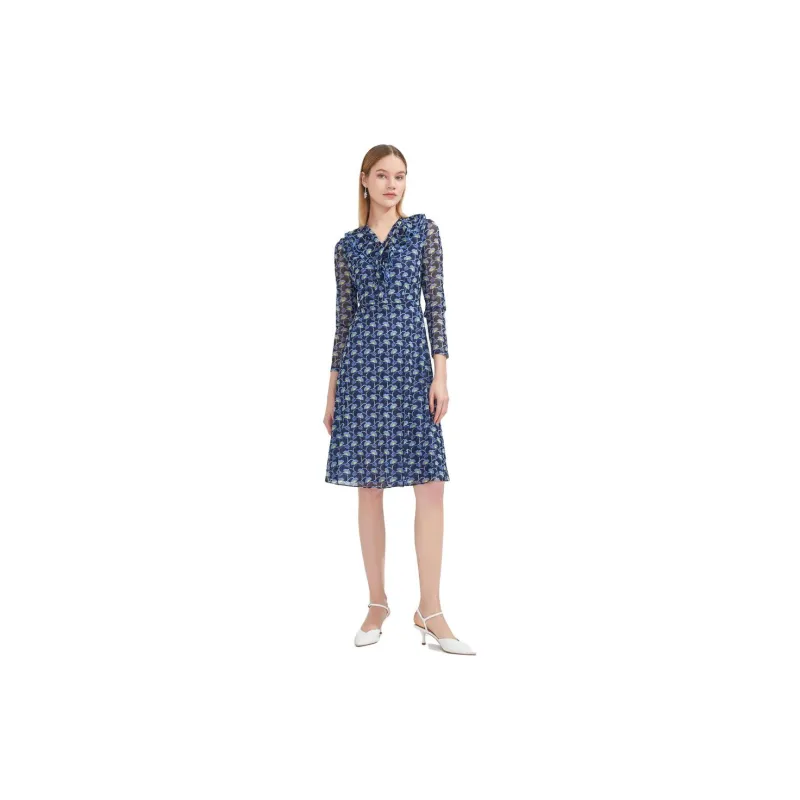 JZ. ANNAKRO Long Sleeved Dresses Women's Flower Lake Blue-6