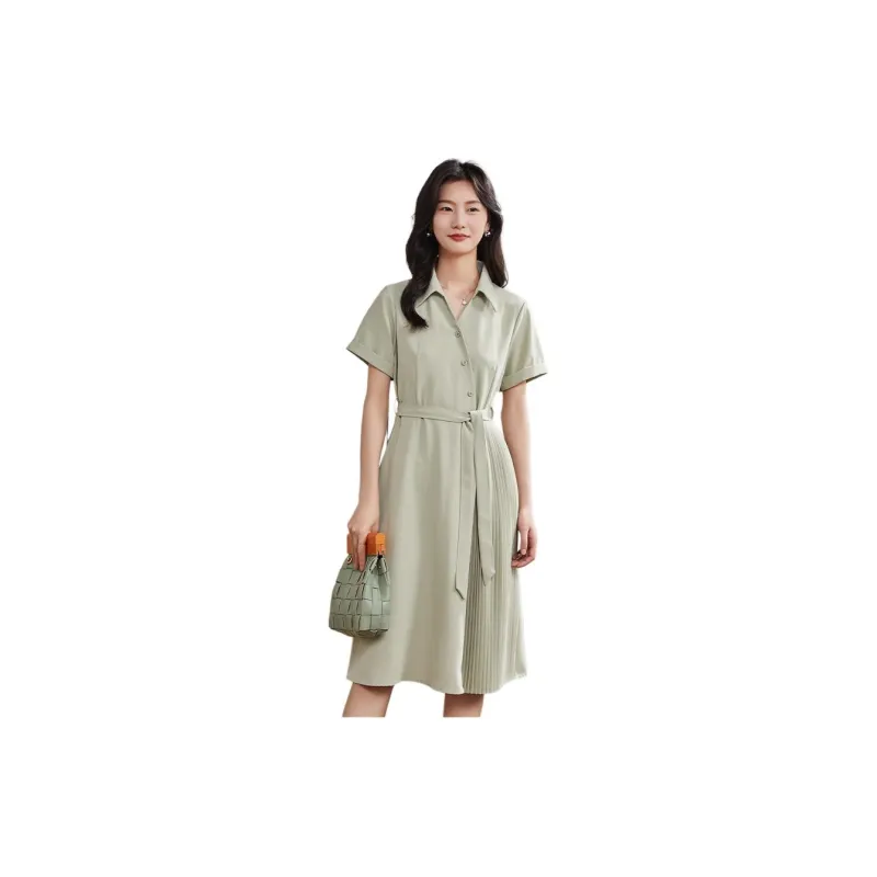 Coonesha Short Sleeved Dresses Women's Green-1