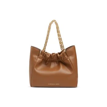 CHARLES&KEITH PU Cloud Bag Crossbody Handbag Small Size Women's Brown/Black/Silver