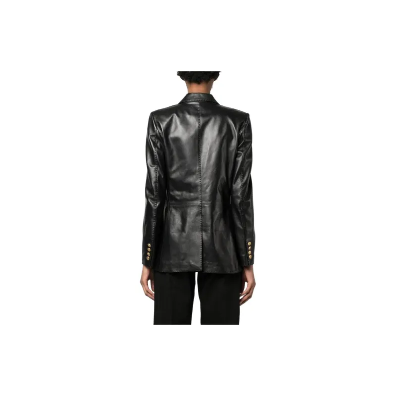Tagliatore Josie Double breasted Leather Blazer-2