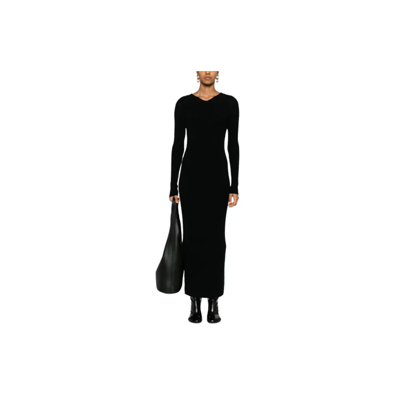 TOTEME V-Neck Ribbed-Knit Maxi Dress-1