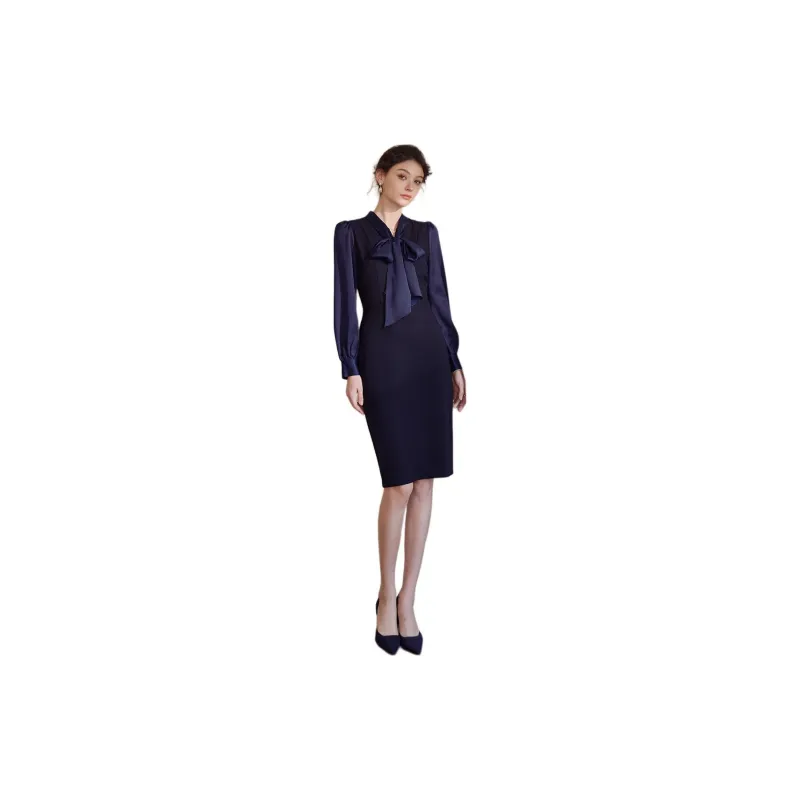 ROEYSHOUSE Long Sleeved Dresses Women's Dark Blue-5
