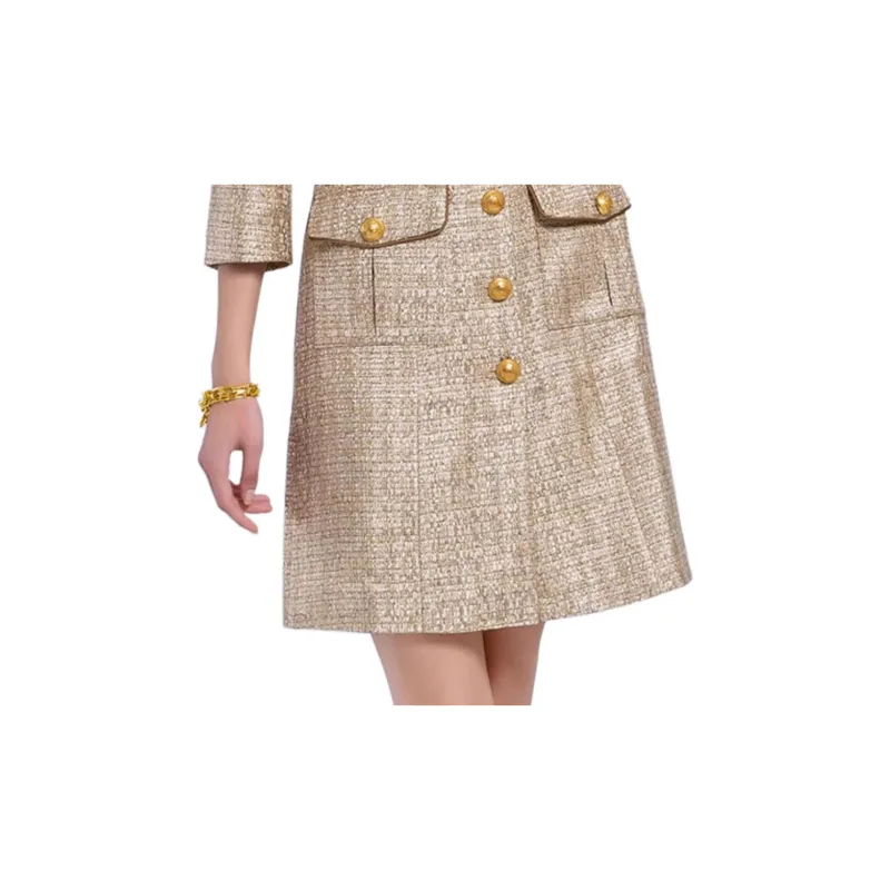 BESIONIA SS22 Business Suits Coats Women's Gold-4