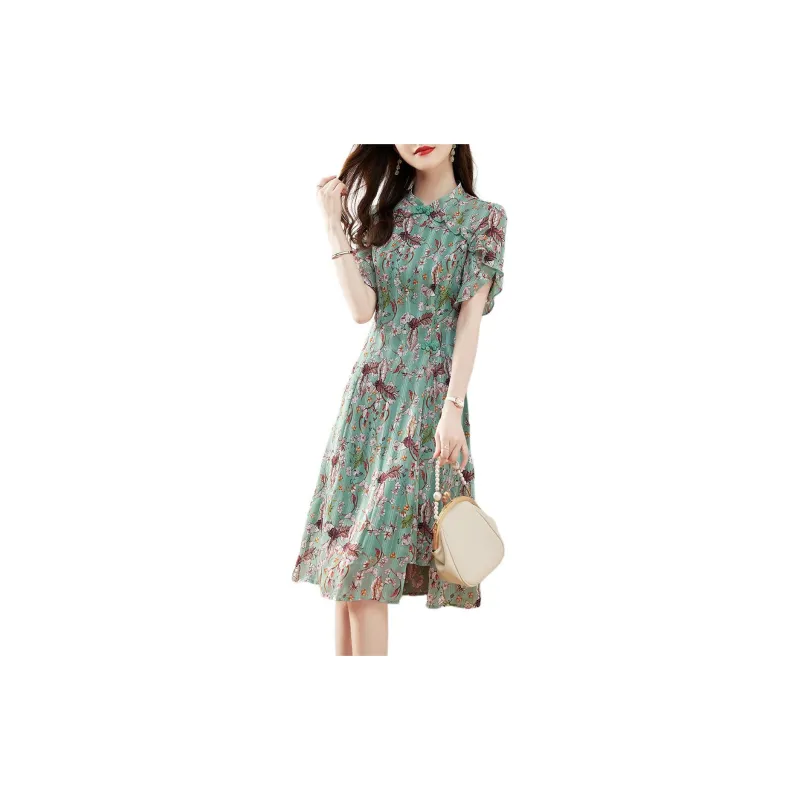 XWI Short Sleeved Dresses Women's Green-1