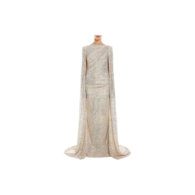 Talbot Runhof Cape-effect Sequim-embellished Gown-1