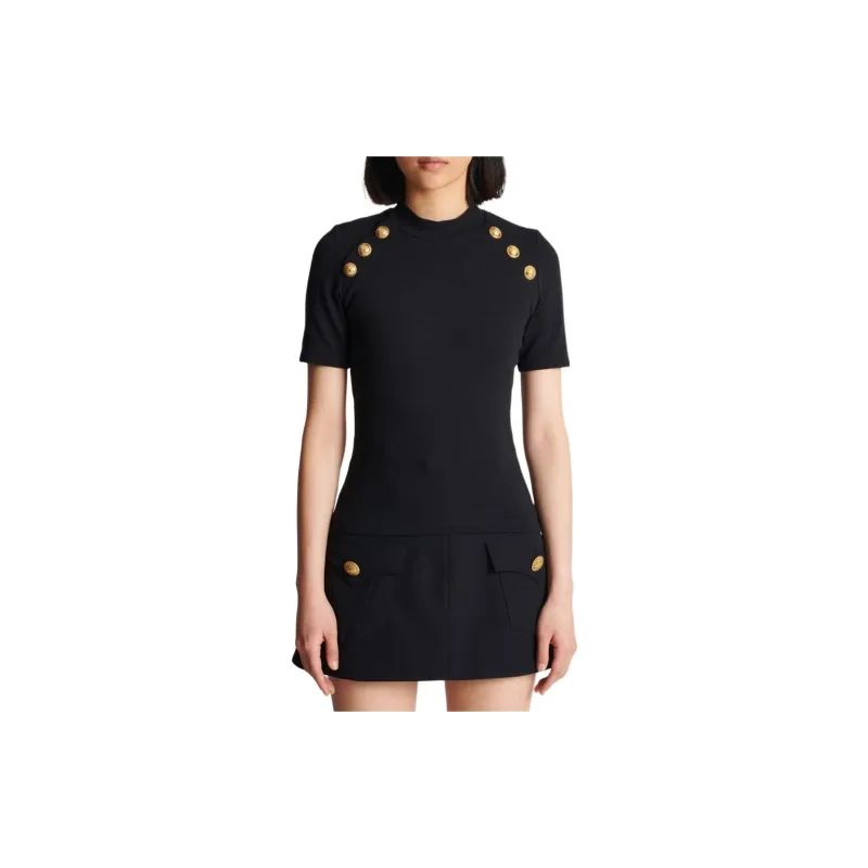 BALMAIN 6 Button Knit T Shirt-4