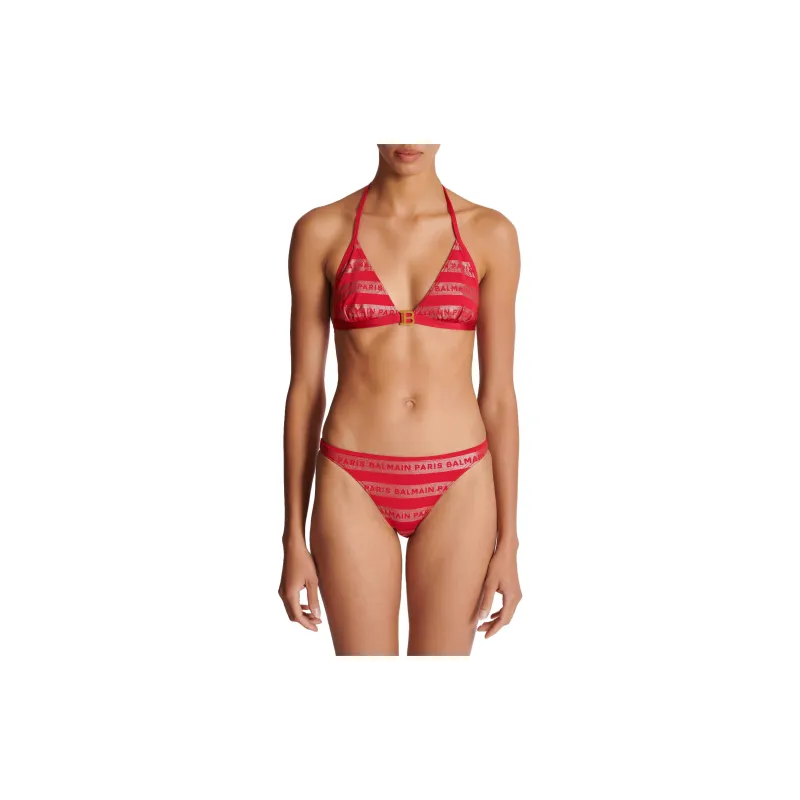 BALMAIN Logo-print Triangle Bikini Set-1