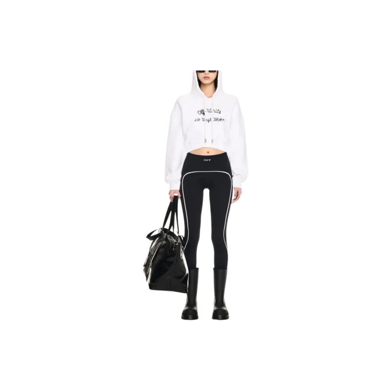 OFF WHITE Logo Embroidered Drawstring Cropped Hoodie-1