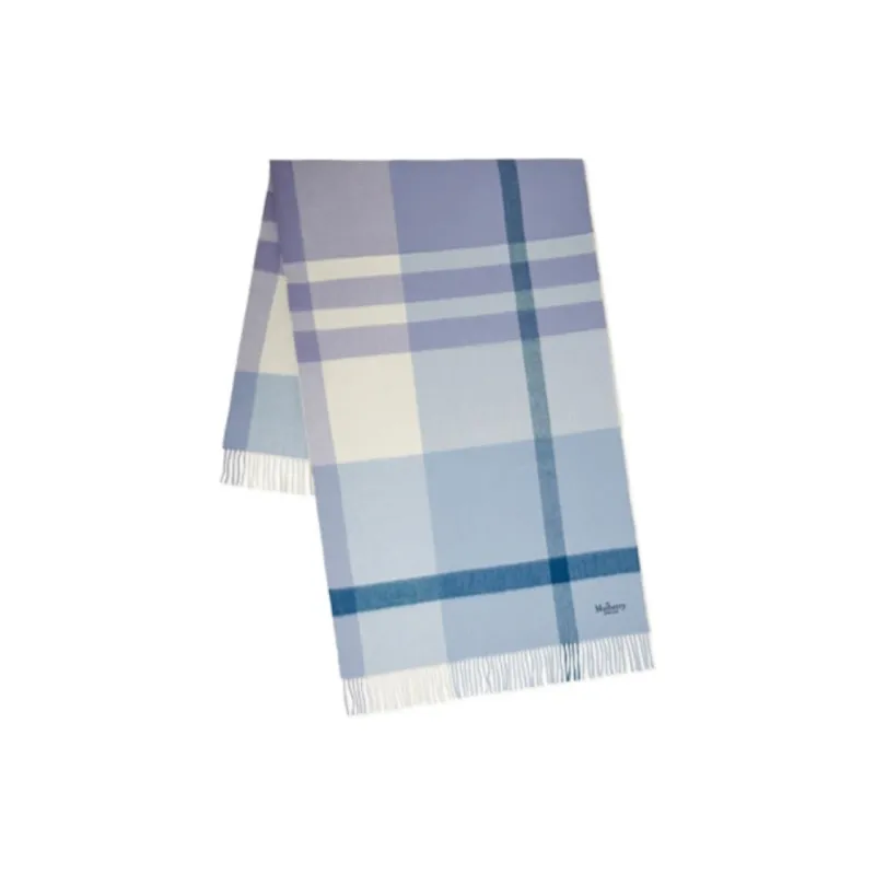Mulberry Merino Sheep Wool Knit Scarves Unisex Blue White-1