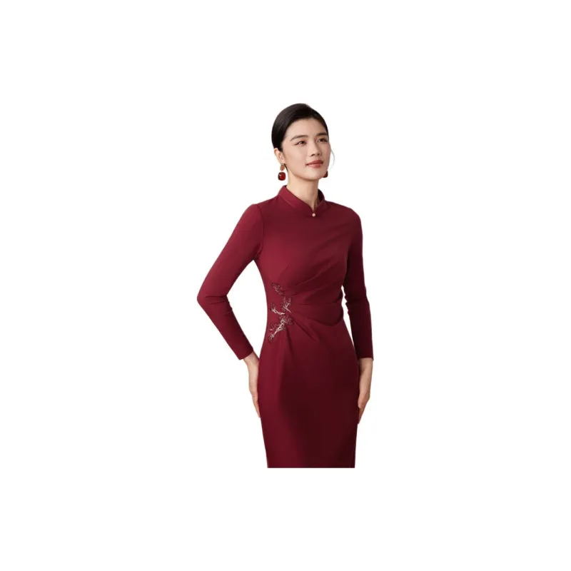 BBLLUUEE Long Sleeved Dress Women's Ancora Red-2
